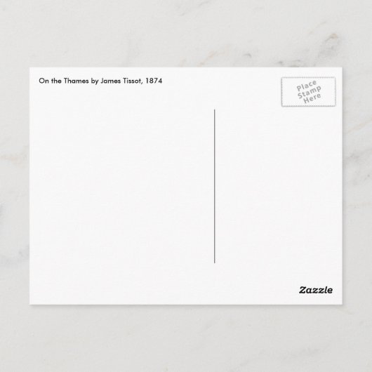 On The Thames by James Tissotヴィンテージ現実主義 ポストカード (裏面)