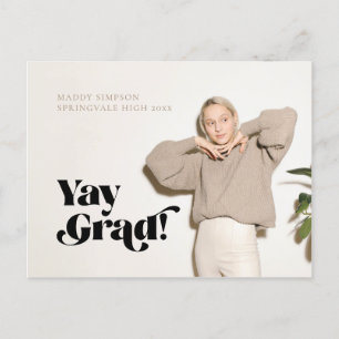 On Trend Minimalist Neutral Photo Graduation Annou 案内ポストカード
