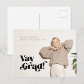 On Trend Minimalist Neutral Photo Graduation Annou 案内ポストカード (正面/裏面)