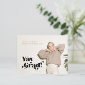 On Trend Minimalist Neutral Photo Graduation Annou 案内ポストカード (スタンド正面)