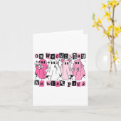 On Wednesday We Wear Cute Pink Ghost Halloween  カード (黄色い花)