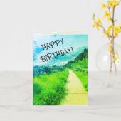 On Your Way Birthday Path Scenery Beautiful カード (黄色い花)
