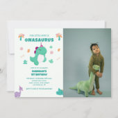 Onasaurus Little Disourus 1st Birthday写真 招待状 (正面)