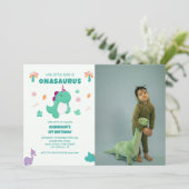 Onasaurus Little Disourus 1st Birthday写真 招待状 (スタンド正面)