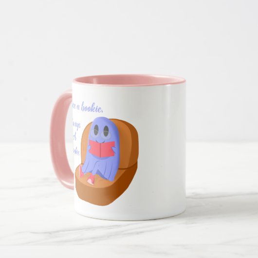 Once a Bookie Always a Bookie Cute Ghost Reading マグカップ (正面左)