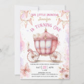 Once On a Timeプリンセスキャリッジ1st Birthday 招待状 (正面)