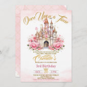 Once On a Timeプリンセス城の誕生日 招待状 (正面/裏面)
