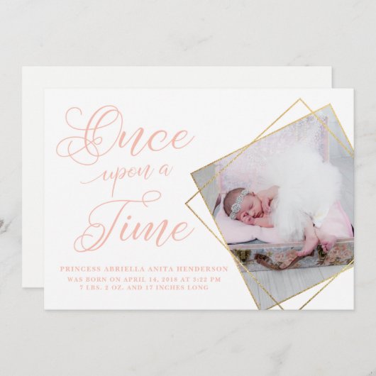 Once On A Timeプリンセス誕生の発表 案内状 (正面/裏面)