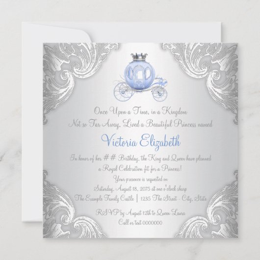 Once On a Timeプリンセス誕生日パーティー 招待状 (裏面)