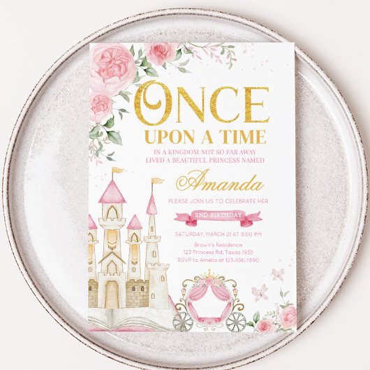 Once On a Timeプリンセス誕生日パーティー 招待状