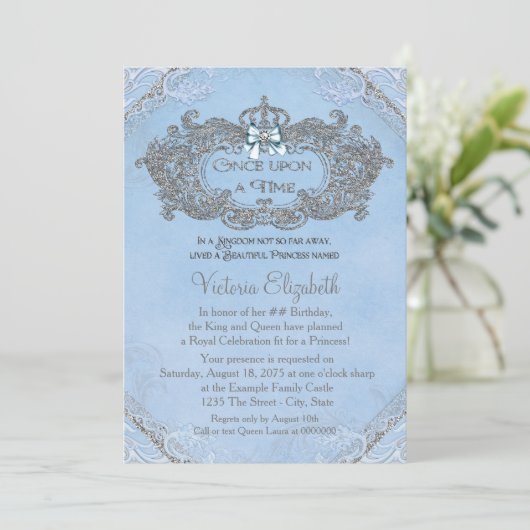 Once On a Timeプリンセス誕生日 招待状 (スタンド正面)