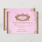 Once On a Timeプリンセス誕生日RSVP 出欠カード (正面/裏面)