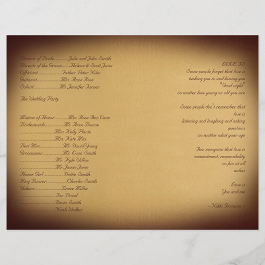 Once On a Time結婚式 プログラム (裏面)