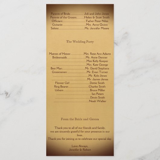 Once On a Time結婚式 プログラム (裏面)