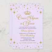 Once On a Time金ゴールドプリンセス誕生日招待状 招待状 (正面/裏面)