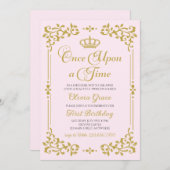 Once On a Time金ゴールドプリンセス誕生日招待状 招待状