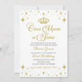 Once On a Time金ゴールドプリンセス誕生日 招待状 (正面)