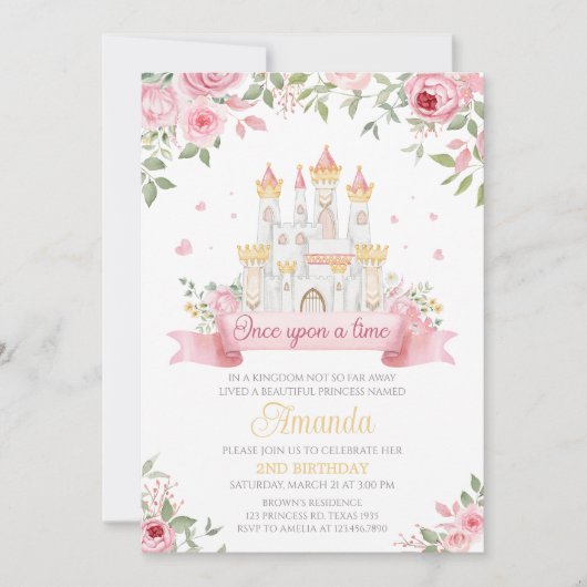 Once On A Time Birthday Party 招待状 (正面)