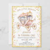 Once On a Time Carriageプリンセス1st Birthday 招待状 (正面)