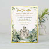 Once On a Time Fairytale Castle Photo 結婚's 箔招待状 (立ち正面)