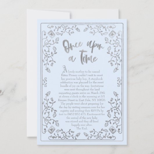 Once On A Time Storybook Baby Shower招待状 招待状 (正面)