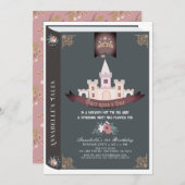 Once On A Time Storybook Black 1st Birthday 招待状 (正面/裏面)