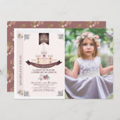Once On A Time Storybook Pink Photo誕生日 招待状 (正面/裏面)
