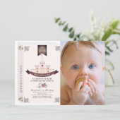 Once On A Time Storybook Pink Photo 1st Birthday 招待状 (スタンド正面)