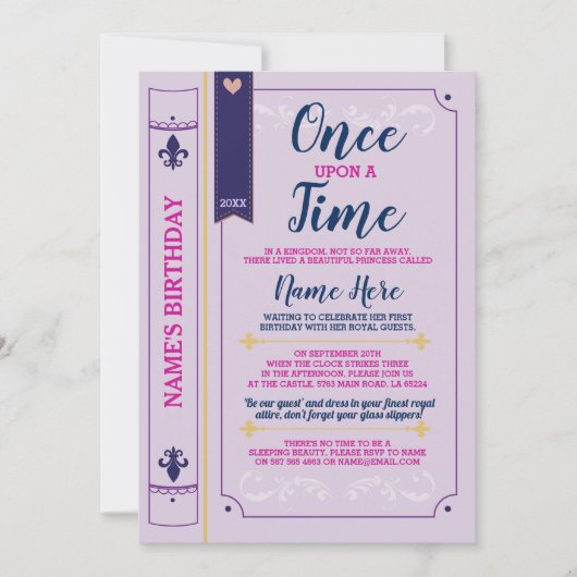 Once Opan A Time Story Book誕生日プリンセス 招待状 (正面)