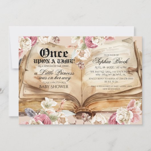 Once Upon A Time Book Baby Shower 招待状 (正面)