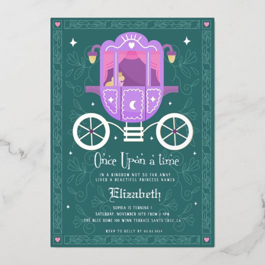 Once upon a Time Fairytale Birthday Party 箔招待状 (正面)