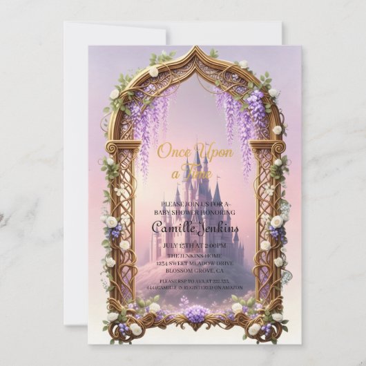 once upon a time fairytale magical royal pink 招待状 (正面)