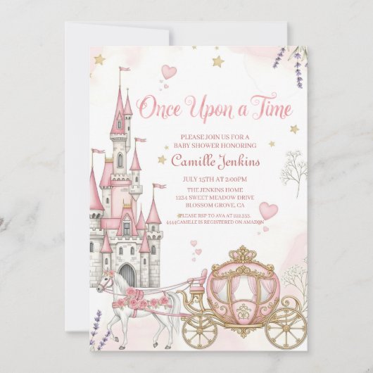 once upon a time fairytale magical royal pink 招待状 (正面)