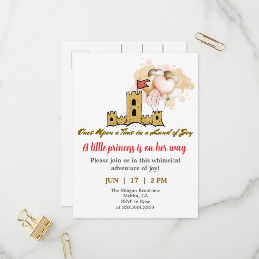 Once Upon a Time in a Land of Joy インビテーションポストカード (正面/裏面インサイチュ)