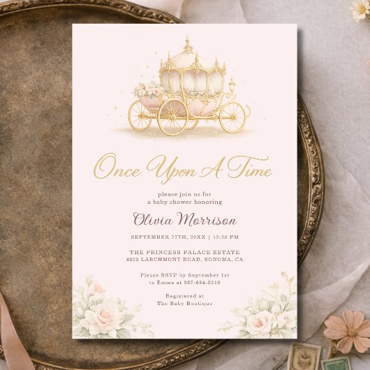 Once Upon A Time Princess Carriage Baby Shower 招待状