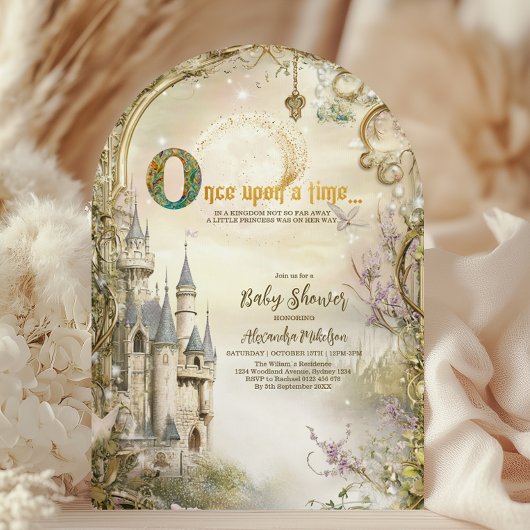 Once Upon a Time Princess Castle Baby Shower 招待状