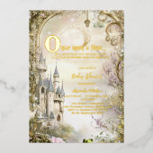 Once Upon a Time Princess Castle Baby Shower 箔招待状 (正面)
