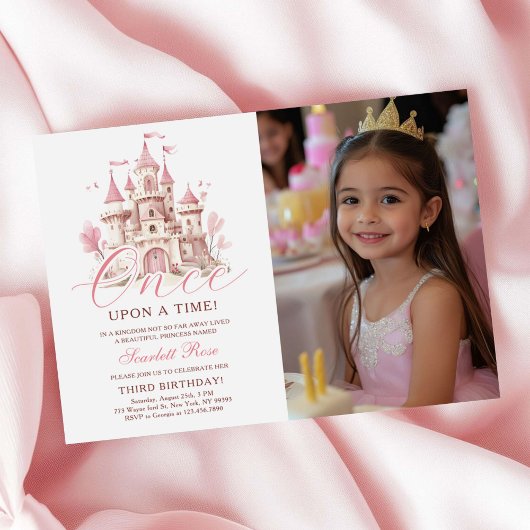 Once Upon a Time Princess Castle Birthday Photo 招待状