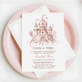 Once Upon a Time Princess Castle Girl Birthday 招待状