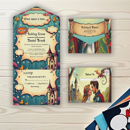 Once Upon A Time Woodland Castle Fairytale Wedding オールインワン招待状