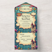 Once Upon A Time Woodland Castle Fairytale Wedding オールインワン招待状 (内側)