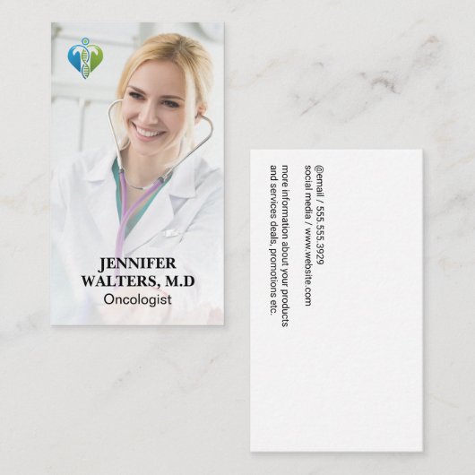 Oncologistロゴ |聴診器を持つ医師 名刺 (正面/裏面)