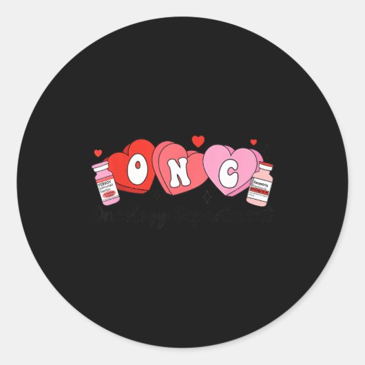 Oncology Nurse Fight Cancer Nurse Valentine Onc De ラウンドシール (正面)