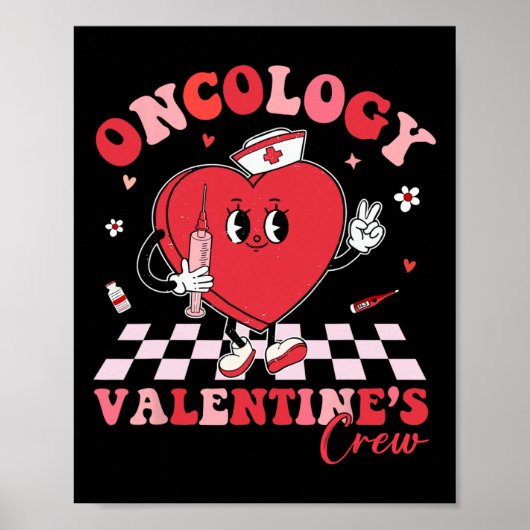 Oncology Valentines Heart Cancer Nurse Crew Loving ポスター (正面)