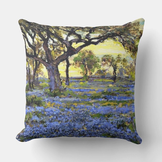 Onderdonk - Old Live Oak Tree and Bluebonnets アウトドアクッション (正面)