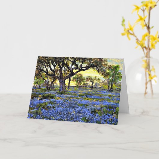 Onderdonk - Old Live Oak Tree and Bluebonnets カード (黄色い花)