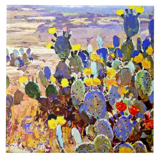Onderdonk - With Cacti, 素晴らし art 絵画's タイル (正面)