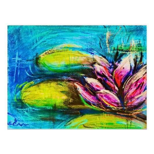Ondes de calme fleuries | Art floral abstrait zen ポスター (正面)