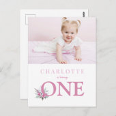 ONEフローラの第1誕生日への招待 ポストカード (正面/裏面)
