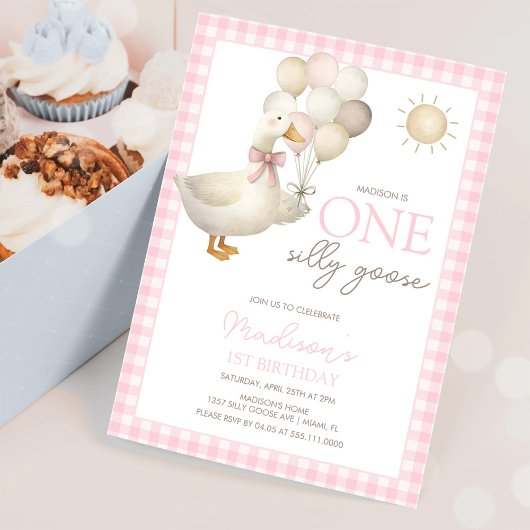 ONE いたずらガチョウ 風船 初めての誕生日 招待状